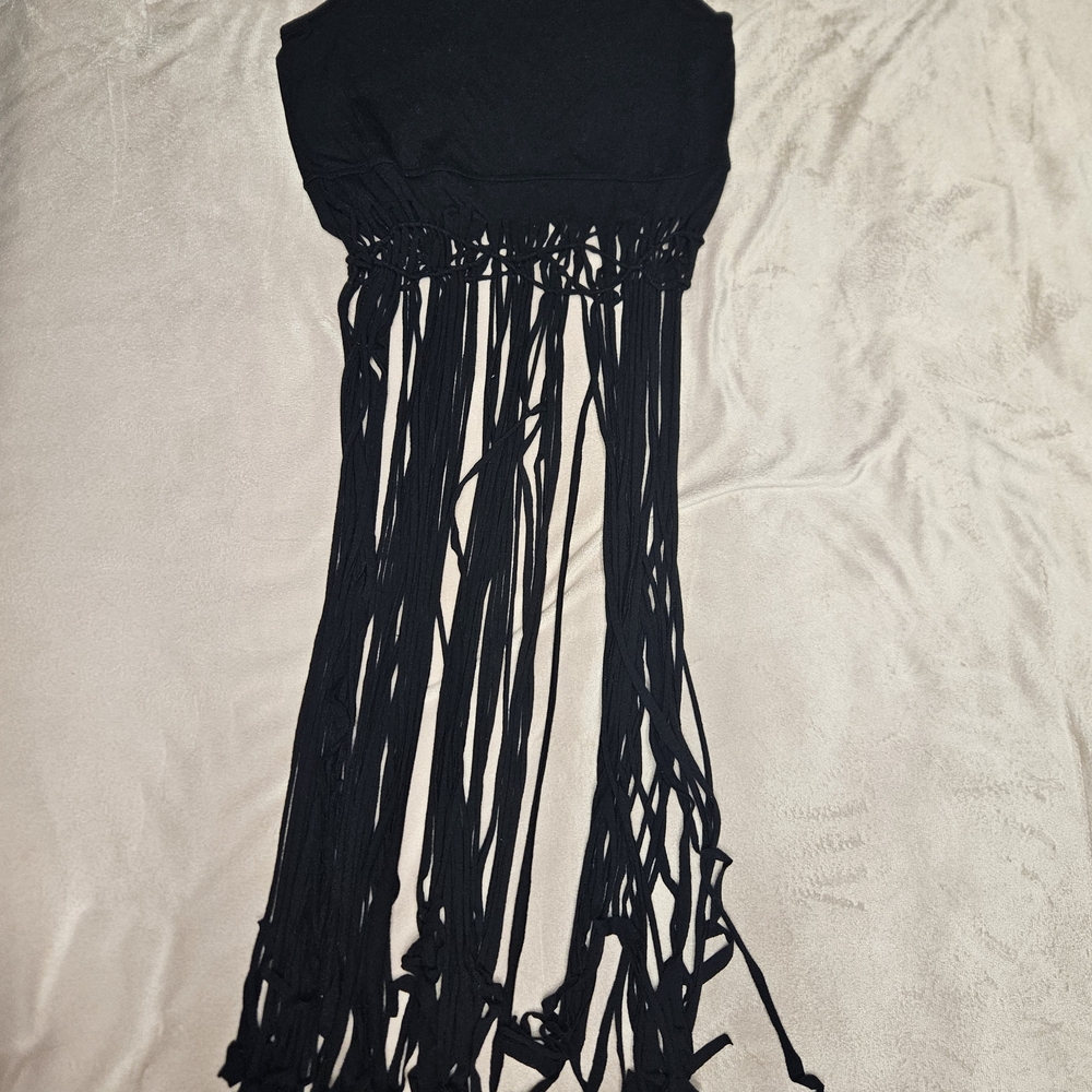 Poof! Black Fringe Tank Top